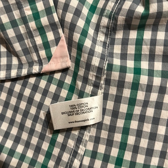 Thomas Pink - Casual Button Down Shirt - Size XS - Green / Gray Gingham - Picture 8 of 13